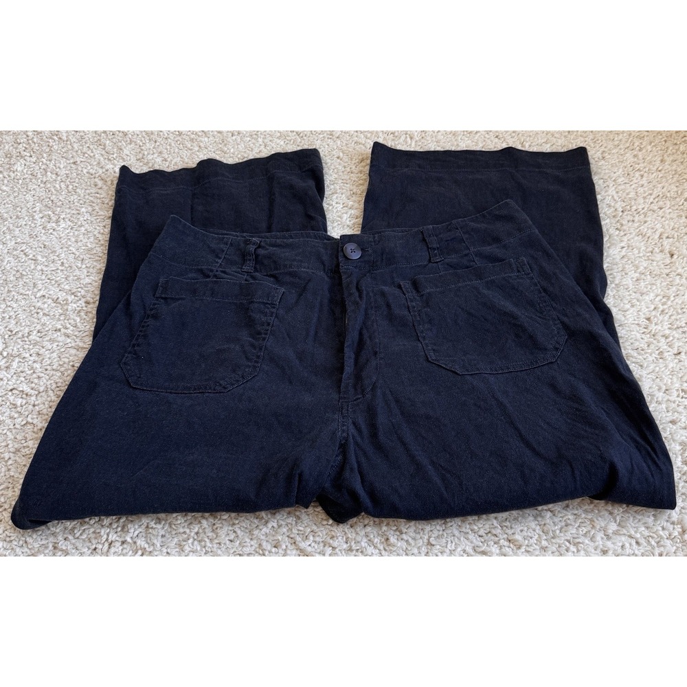 Maeve Anthropologie The Colette Pants Women 34 Navy Blue Excellent Wide Leg Crop